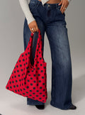 Worth My Time Oversized Tote Bag Red / Black Polka
