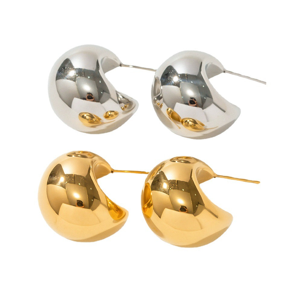 Thick C-Shaped Hollow Earrings