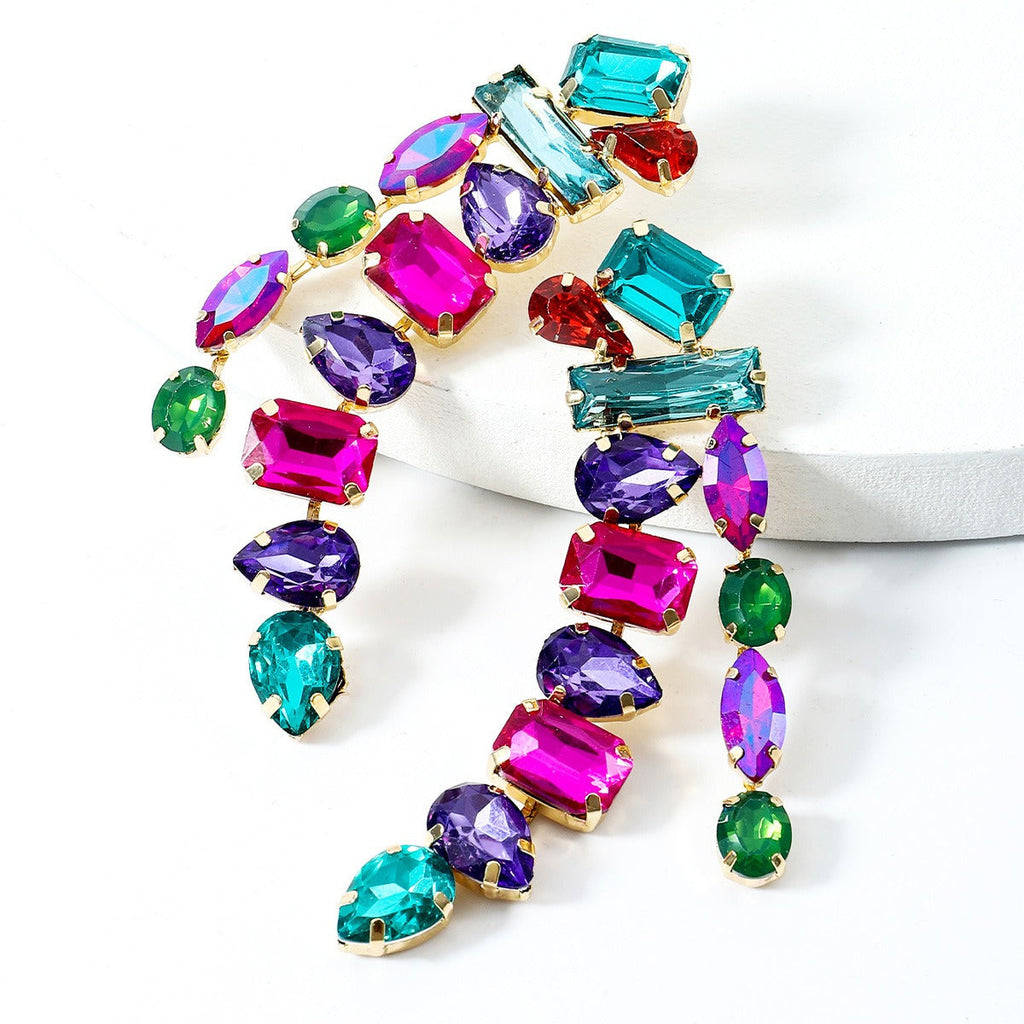 Sparkly Diamond Alloy Geometric Earrings