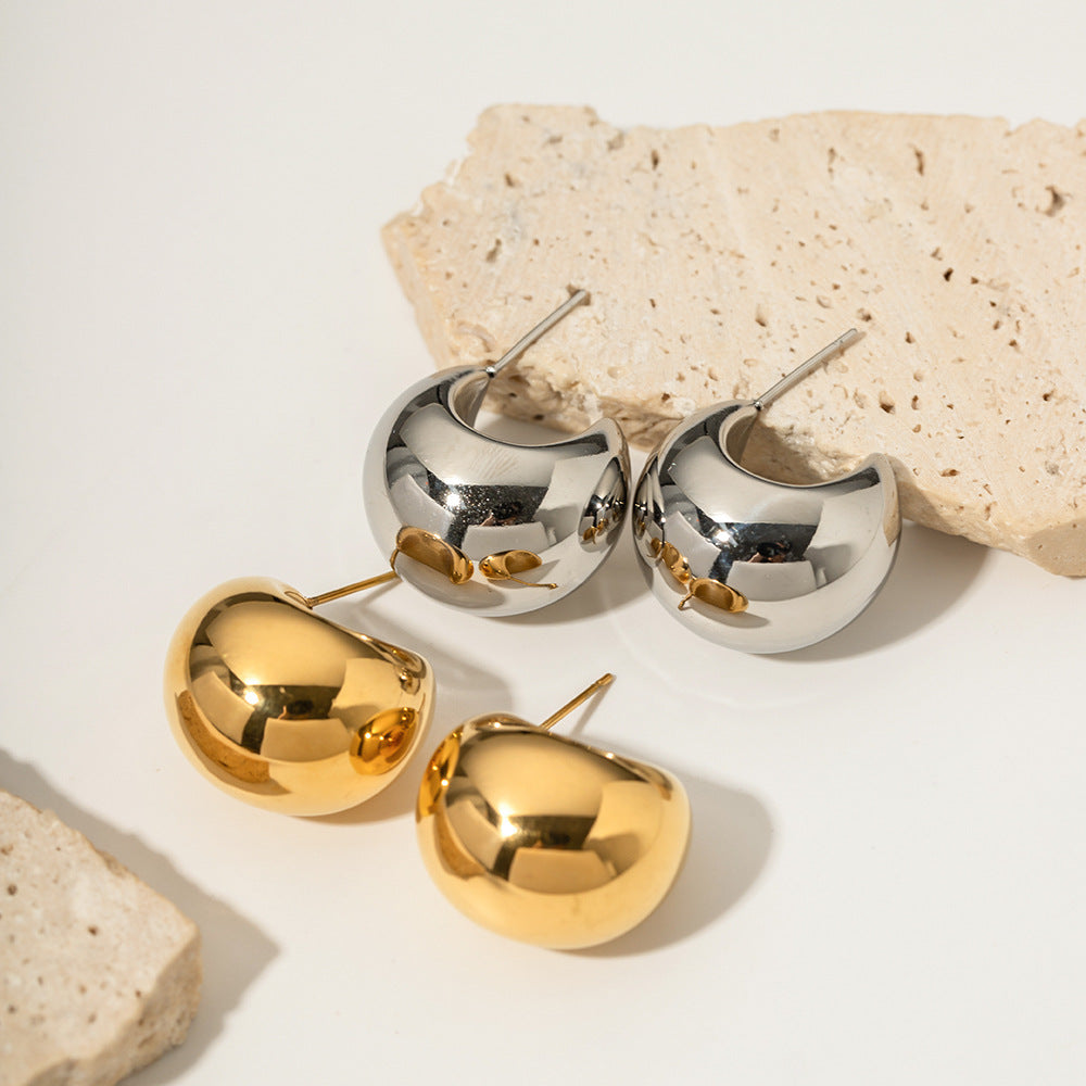 Thick C-Shaped Hollow Earrings