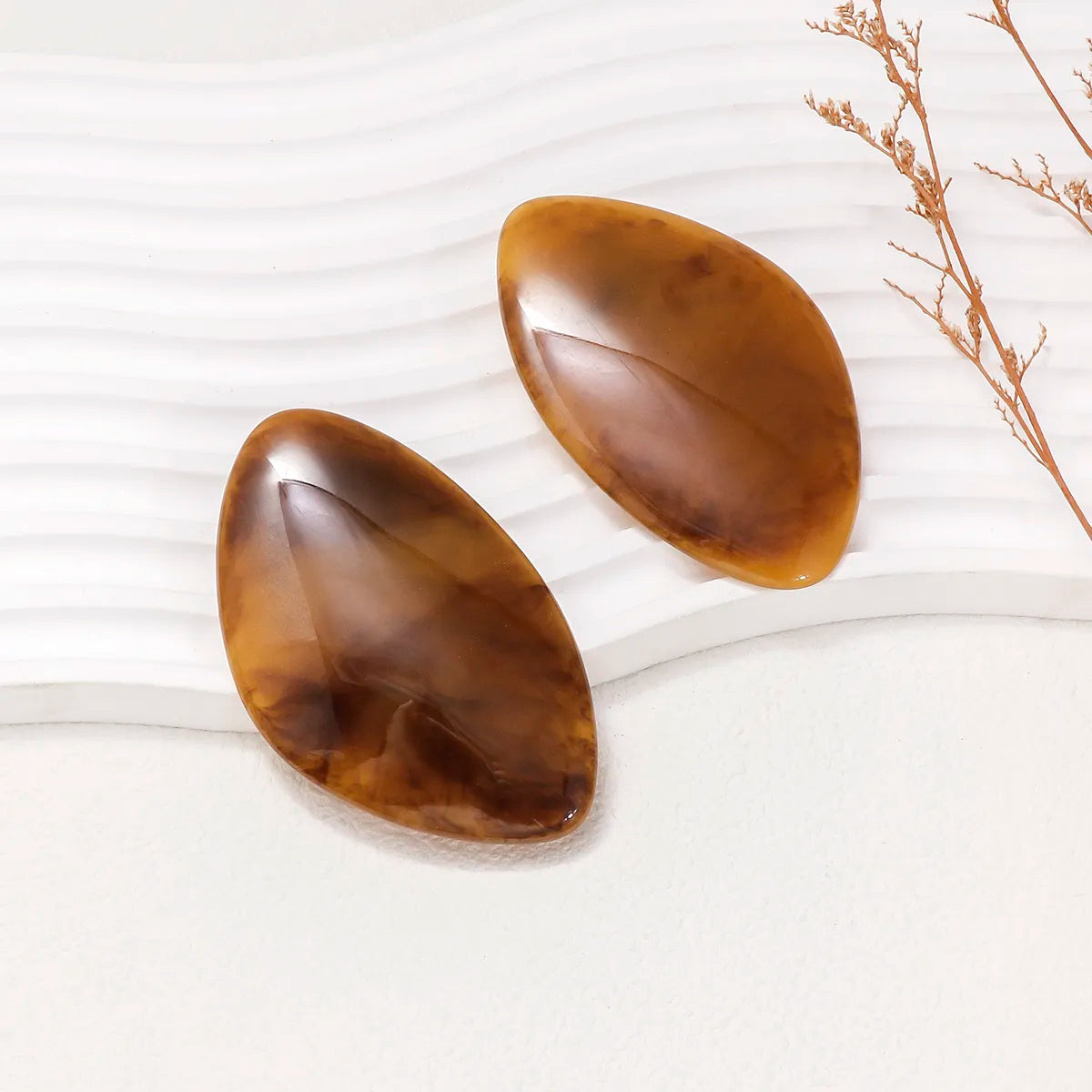 Oval Resin Beaded Pendant Earrings