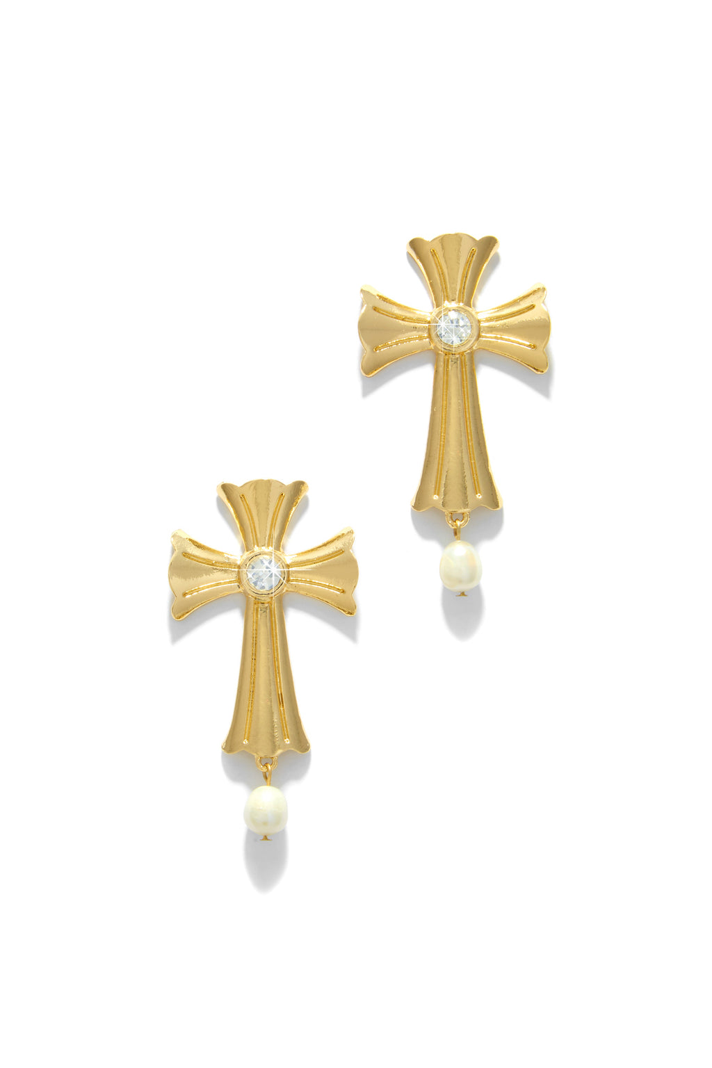 Ynez Statement Cross Earring - Gold