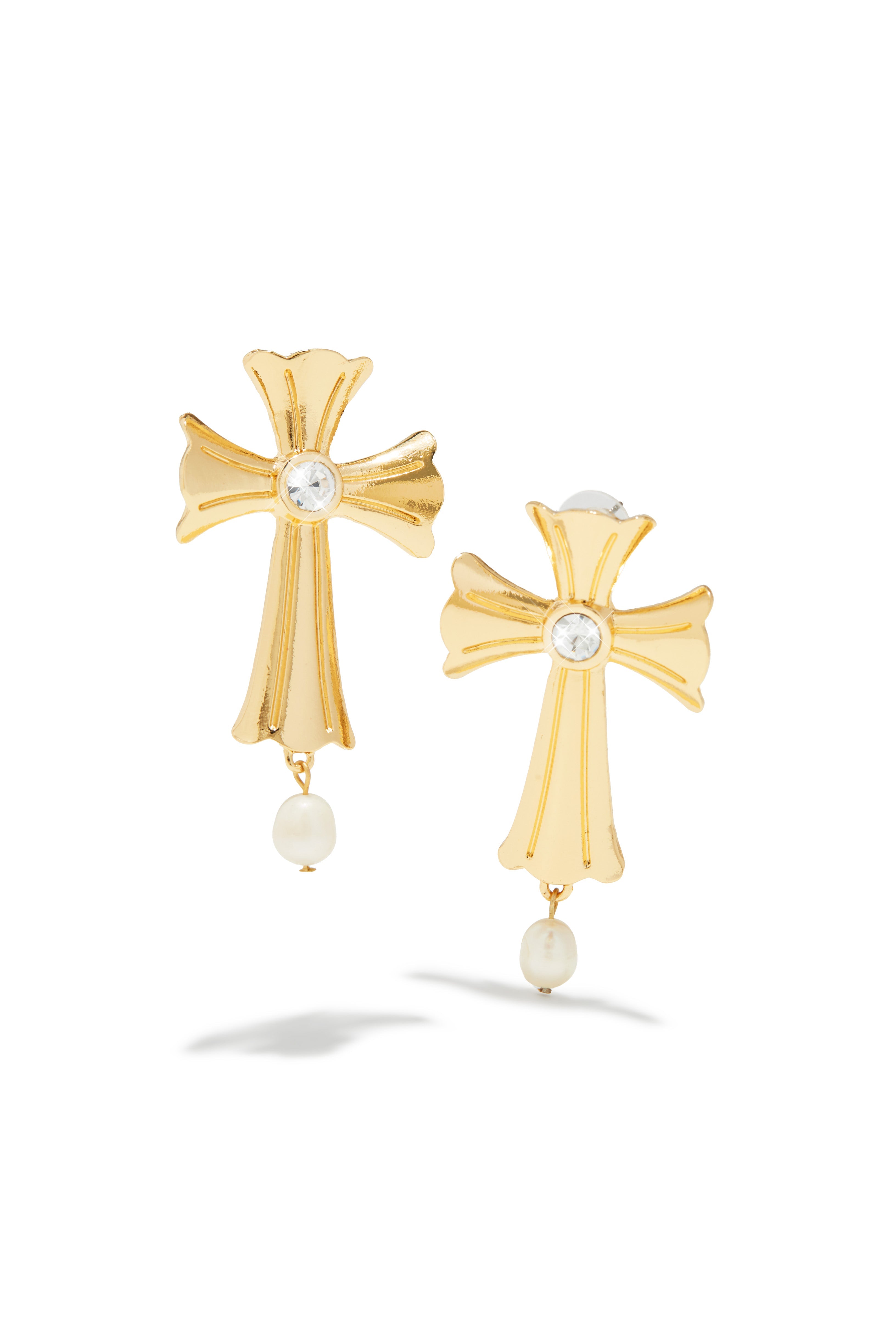 Ynez Statement Cross Earring - Gold