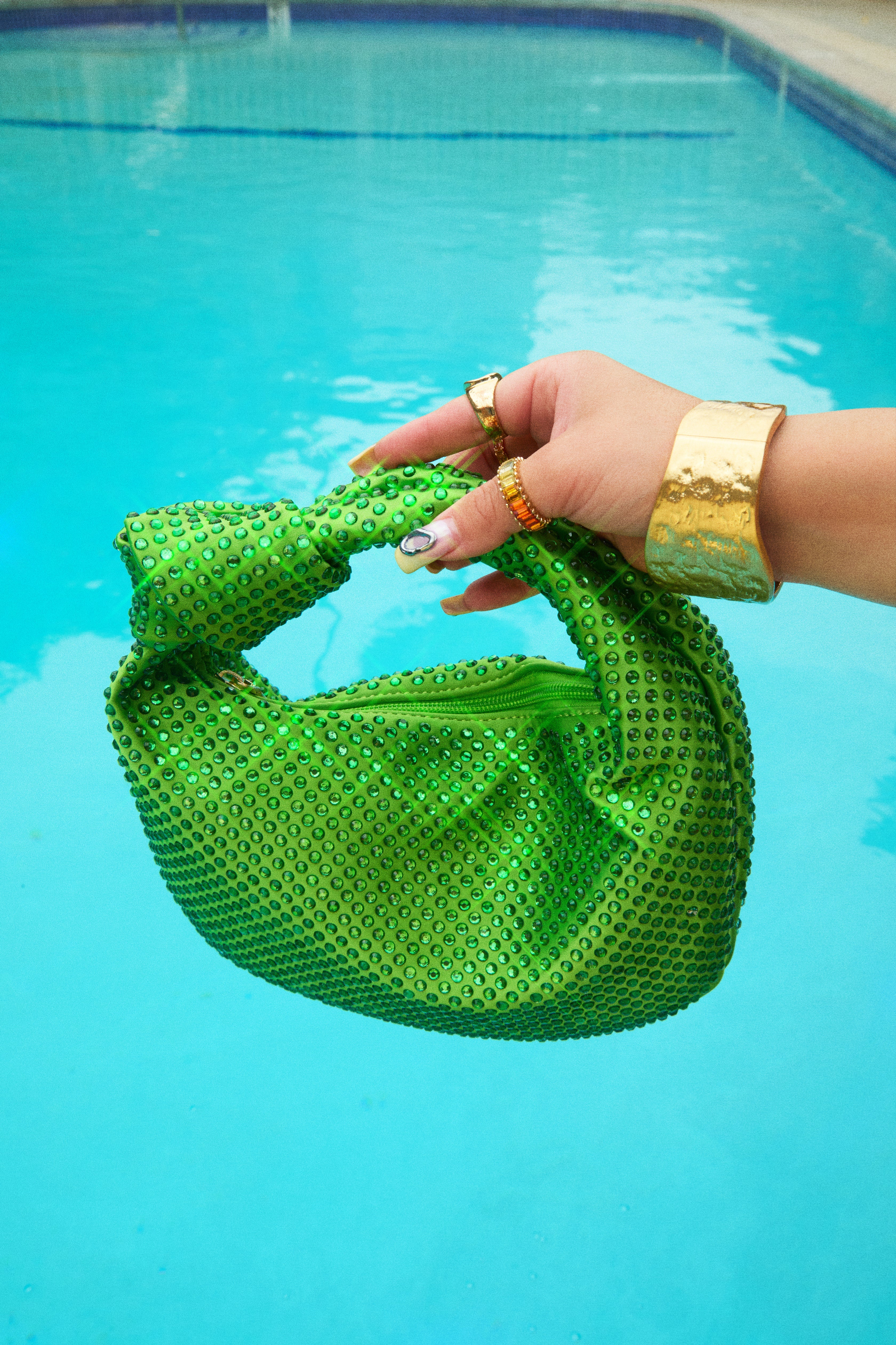 Vacay Nights Embellished Knot Detail Bag - Green